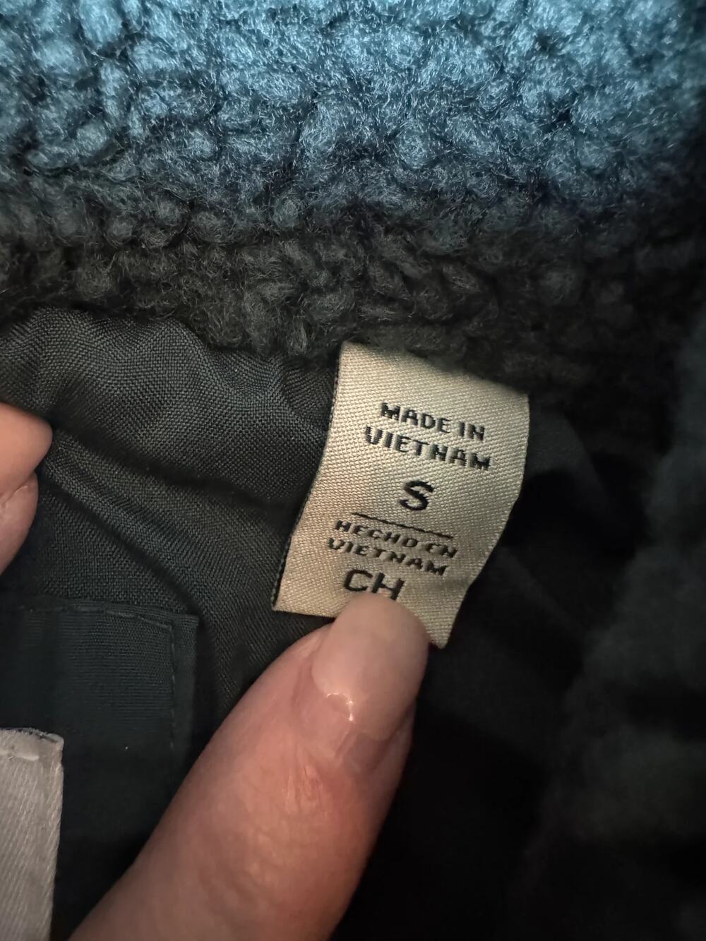 Levi's Dark Teal Sherpa Fleece Jacket Full Zip Mock Neck Ribbed Cuffs - Picture 5 of 10